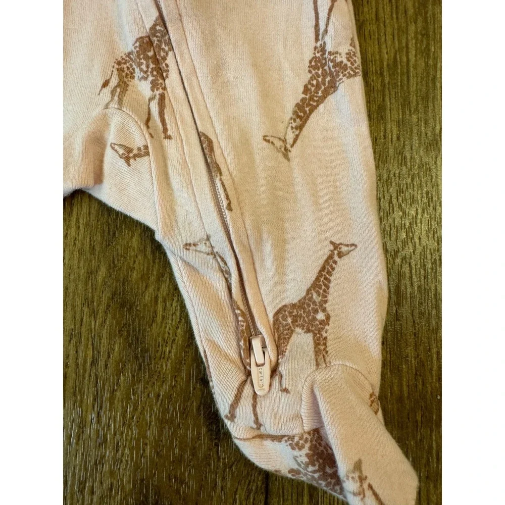 Carters Baby Girl Preemie Sleeper‎ Outfit Reborn Clothes Pink Giraffe Zipper 2